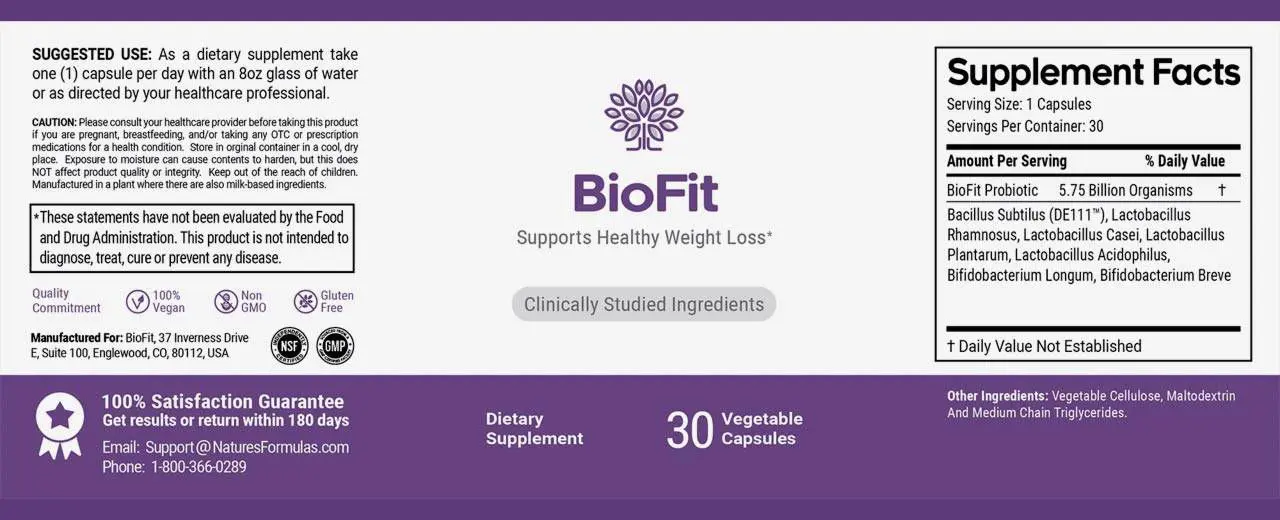 biofit supplement facts